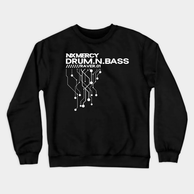 Raver 01: Drum And Bass Crewneck Sweatshirt by NxMercy